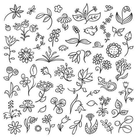 flores cuaderno incompleto doodles vector elementos de diseño — Vector de stock © blue67 #9299109