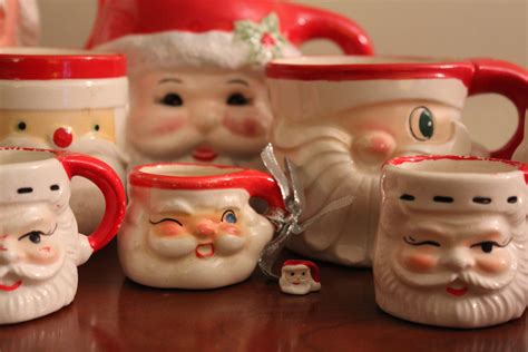 Vintage Holt Howard Santa Mugs