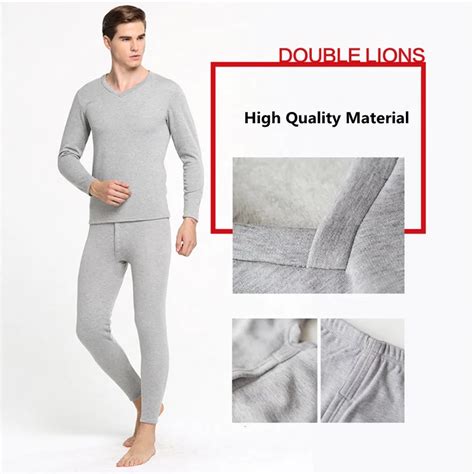 Cotton Winter Warm Men's Seamless Thermal Underwear Set Temperature ...