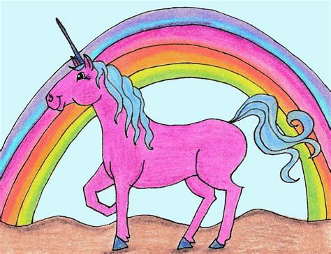 Rainbow With Unicorn Drawing