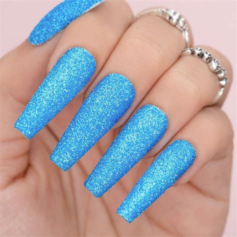Neon Glitter Nails, Neon Blue Nails, Baby Blue Nails, Blue Acrylic Nails, Sparkly Nails, Nail ...
