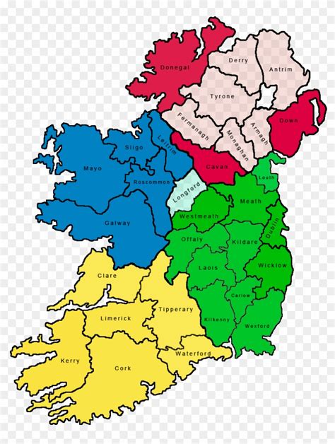 Map Of The 32 Counties Of Ireland - Country Map Of Ireland, HD Png ...