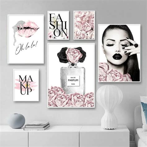 Flower Perfume Fashion Lady Poster Lips Makeup Print Canvas Art Wall Picture in 2020 | Fashion ...