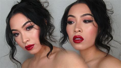 Glossy Red Lips | Makeup Tutorial♡ - YouTube