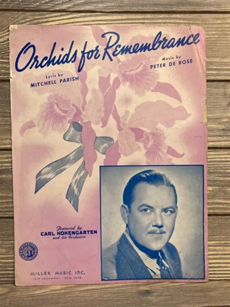 VINTAGE SHEET MUSIC Orchids For Remembrance 1940 Peter De Rose Mitchell ...