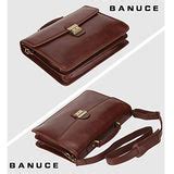 Banuce Full Grain Italian Leather Briefcase for Men Business Lock Attache Case 14 inch Laptop