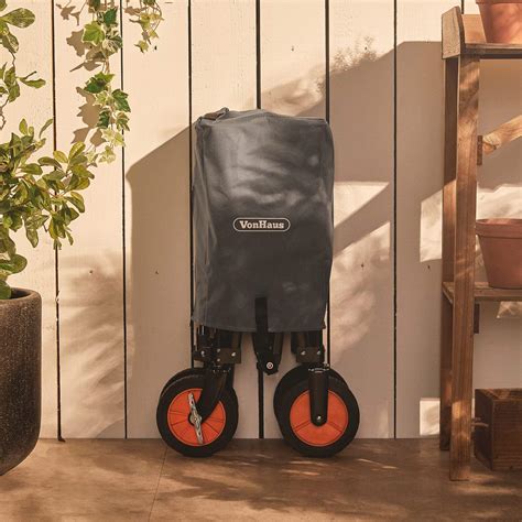VonHaus Folding Garden Trolley with Lining - 4 Wheeled Collapsible ...
