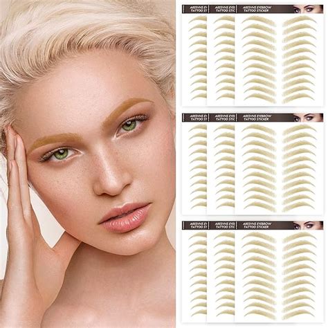 Amazon.com : Aresvns Blonde Eyebrow Tattoo Stickers 9 Sheets Lifelike Eyebrow Transfers Sticker ...