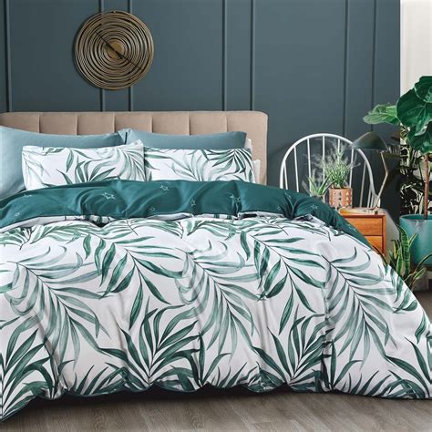 Tropical Leaf Teal Green Quilt Cover Set by Luxton | Manchester Direct