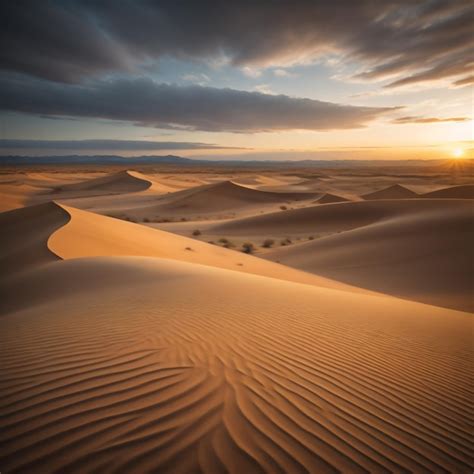 Premium Photo | A sunset over the sand dunes of the desert