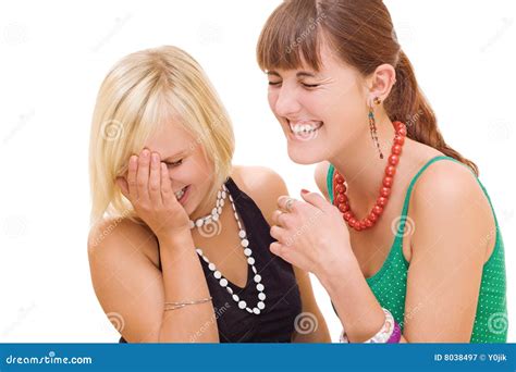 Two Girls Laughing On White Background Royalty Free Stock Photography ...