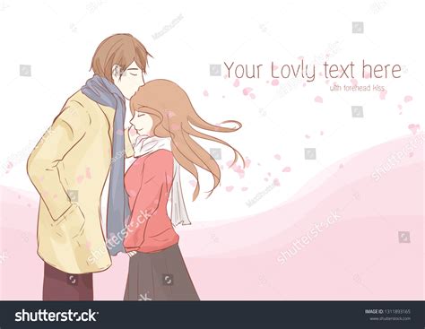 Couple Forehead Kiss Cute Kawaii Anime Stock Vector (Royalty Free ...