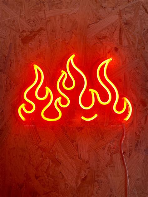 Fire Neon Sign LED Neon Sign, Fire Neon Light, Hot Neon Sign, Fireplace Wall Sign, Wall Decor ...