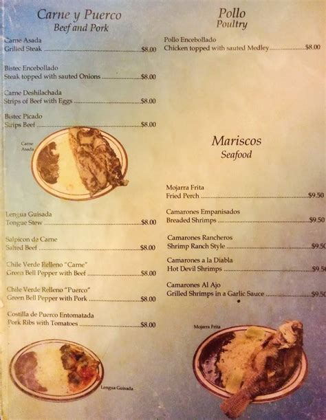 Menu at El Salvador Restaurant, Provo