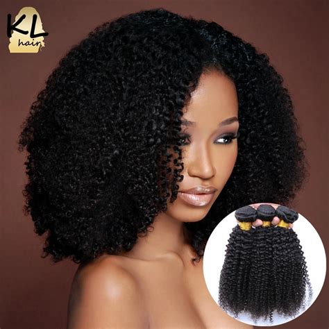 7A Grade Brazilian Kinky Curly Virgin Hair Weave Bundles Natural Color 100% Human Hair Brazilian ...