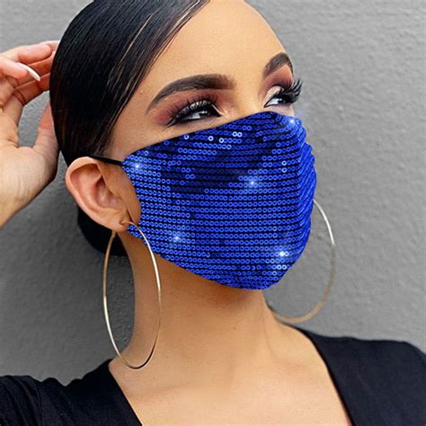 Blue Fashion Casual Print Face Protection | Sequin mask, Blue mask ...