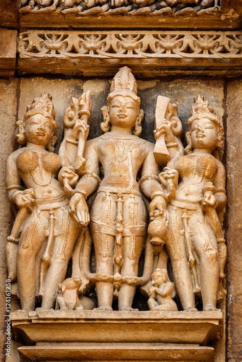 Famous sculptures of Khajuraho temples, India Stock Photo | Adobe Stock