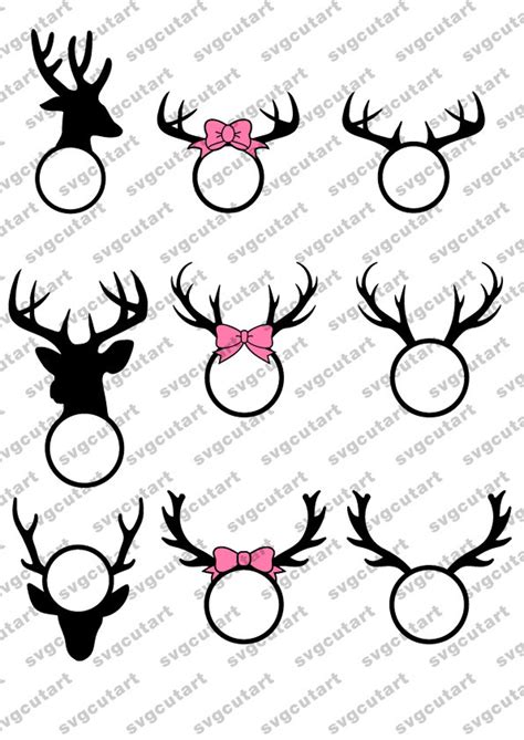 9 Deer Antler Monogram Frames DXF SVG EPS for Cricut Design | Etsy