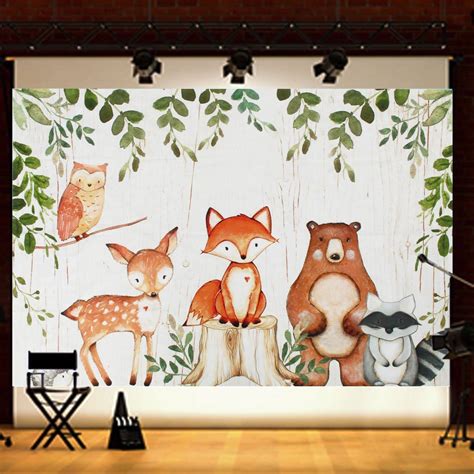 Woodland Baby Shower Backdrop Woodland Animals Birthday Backdrops 3FTX5FT/5FTX7FT - Walmart.com ...