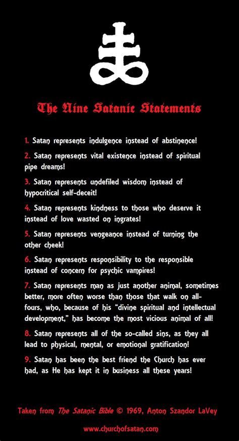 The Nine Satanic Statements | Satanic rules, The satanic bible, Satanic art