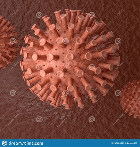 Virus Cell in Microscope. 3D Rendering Stock Illustration ...