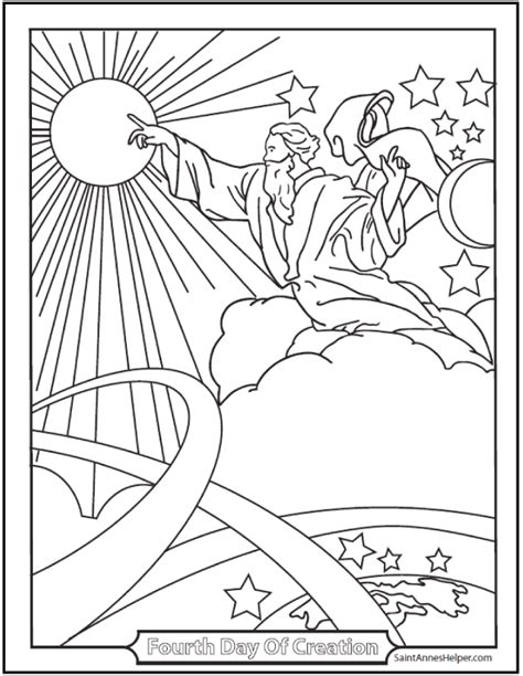 Creation Coloring Pages ️ Bible ⭐ God Made The Sun, Moon, And Stars