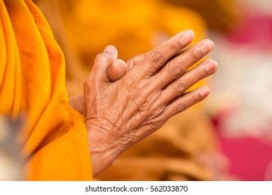 Buddhist Monks Praying Hands Ritual Prayer Stock Photo 490351864 ...