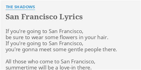 "SAN FRANCISCO" LYRICS by THE SHADOWS: If you're going to...