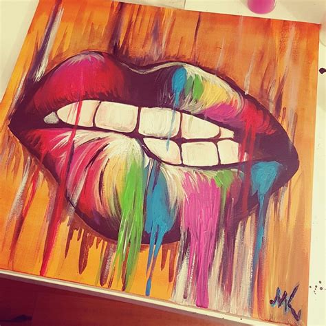 Acryl painting lips colorful | Malen, Zeichnungen, Kunst