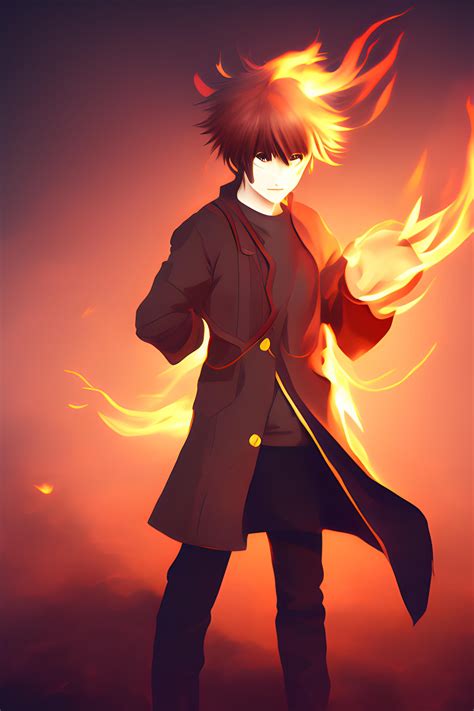 Anime boy actions fire magic | Wallpapers.ai