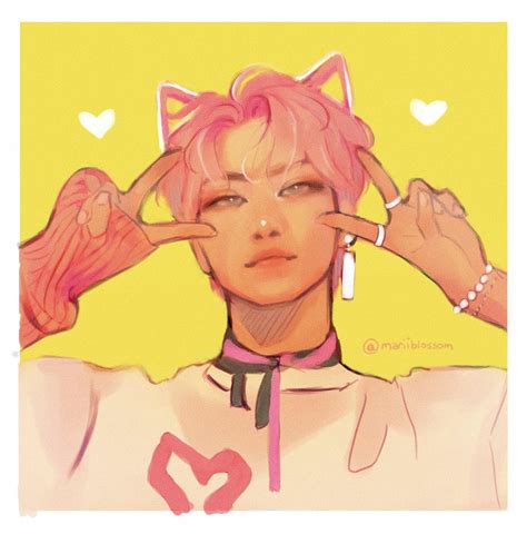 jewelry solo pink hair animal ears 1boy male focus bracelet illustration images