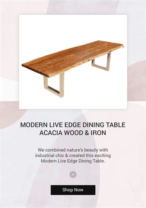 Modern Live Edge Dining Table Acacia Wood & Iron | Live edge dining table, Modern live edge ...