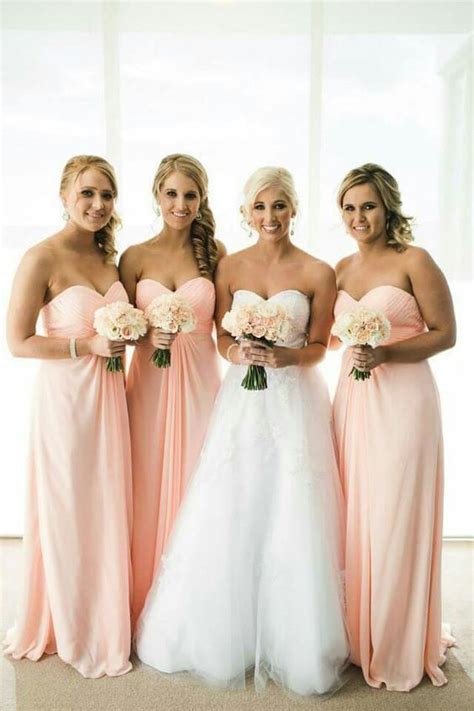 Light Pink Bridesmaid Dresses, Sweetheart Chiffon Long Bridesmaid ...