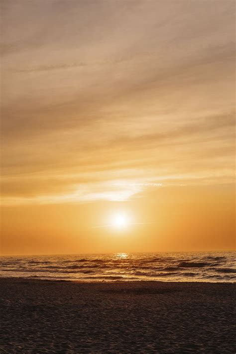 Orange sunset at a beach | Free Photo - rawpixel