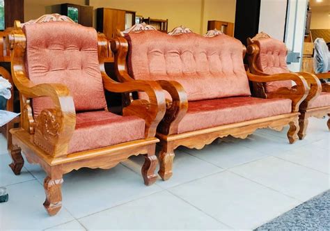 Wooden 5 Seater Brown Living Room Leather Sofa Set at Rs 26500/set in Annur