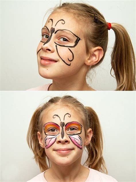 Kinderschminken Schmetterling - 34 DIY Ideen für bezauberndes Fasching ...