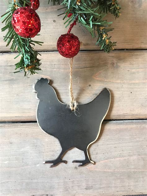 Chicken Christmas Ornament, Christmas Decor, Rustic farmhouse Christmas ...