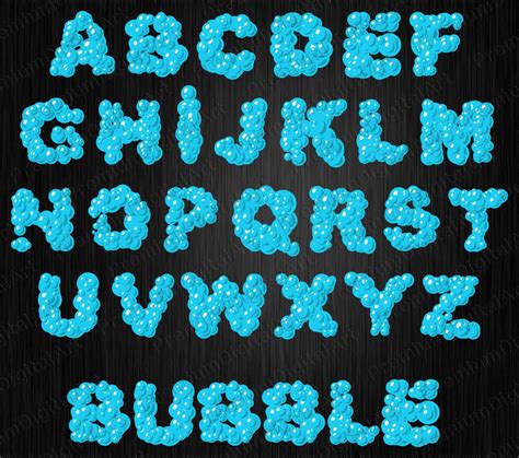 26 Blue Bubble Font Alphabetpen Drawn Fontcolorful | Etsy