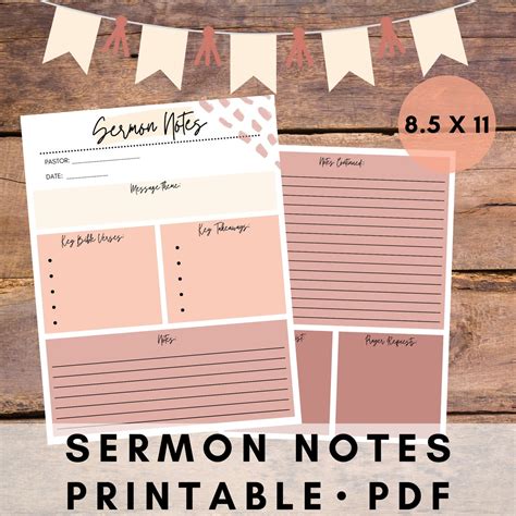 Sermon Notes Printable Digital Download Church Notes | Etsy