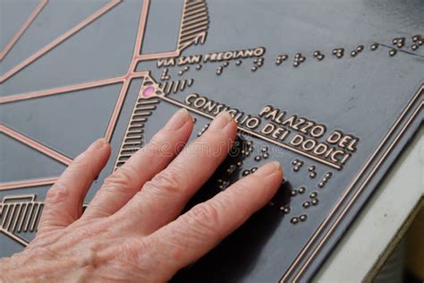 Fingers Touching Braille Tourist Map Stock Image - Image of education ...