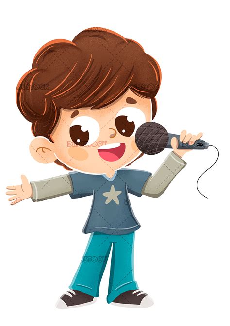 Girl Singing With Microphone Vector Clip Art Illustra - vrogue.co