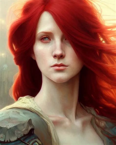 long red hair mage, portrait, gentle, scowl, cloth, | Stable Diffusion | OpenArt