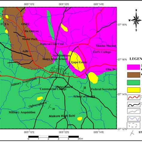 Generalized geological map of Akure Metropolis [9] | Download Scientific Diagram