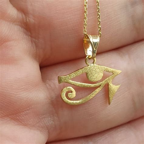 Eye of Ra Necklace Solid Gold 14kegyptian Symbols | Etsy