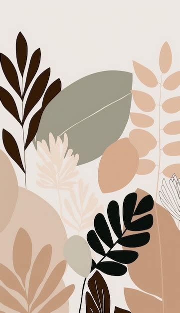 Premium Photo | A brown and beige wallpaper with a leaf pattern.