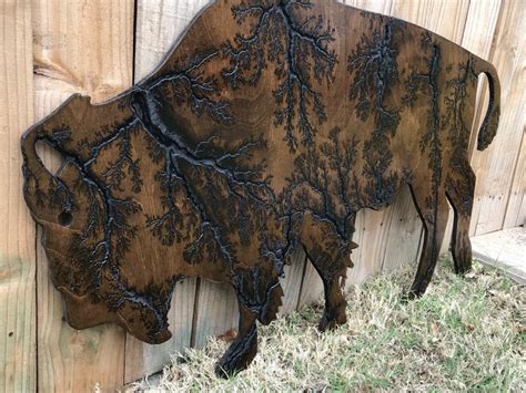 Handmade 3ft Wood Buffalo With Fractal Burning, Bison, Wood, Rustic - Etsy