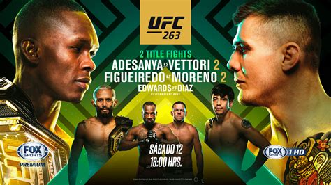 UFC 263: ADESANYA v/s VETTORI II, LA REVANCHA DE FIGUEIREDO v/s MORENO Y EL REGRESO DE NATE DIAZ ...