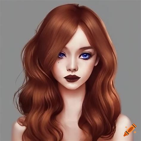 Portrait of a person with auburn wavy hair and dark sapphire eyes on ...