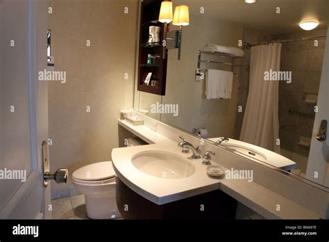 bathroom of suite in Fairmont Queen Elizabeth Hotel, Montreal Stock ...