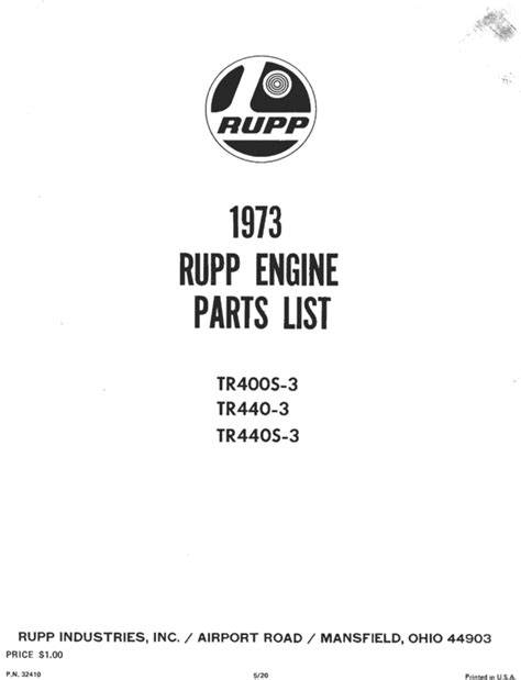 1973 rupp snowmobile engine parts manual - Tradebit